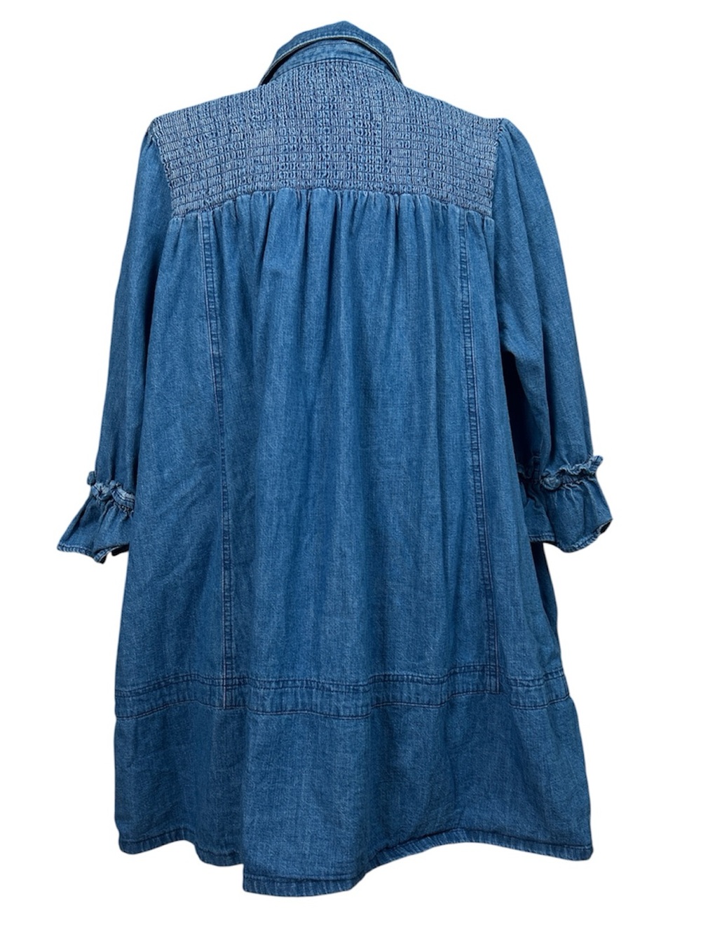 Free People Vanessa Denim Tunic Dress in Indigo Blue Size Medium Boho Western - Picture 4 of 6
